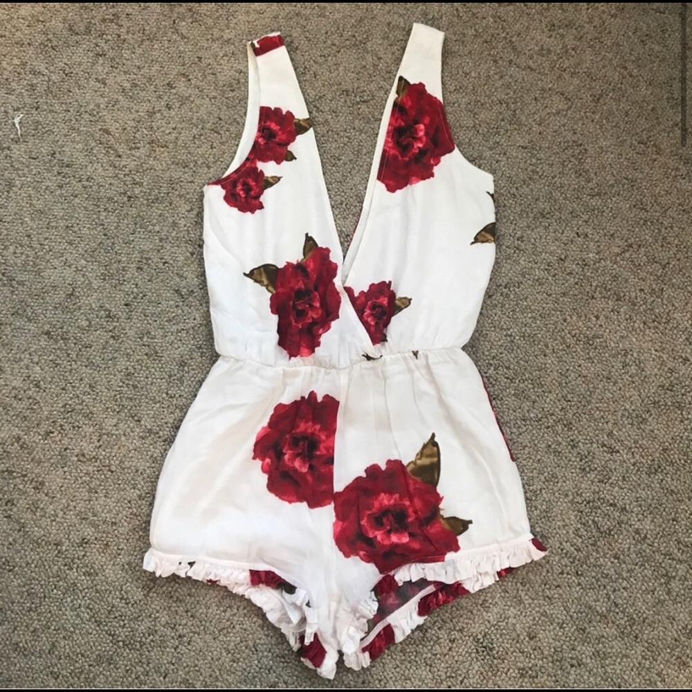 White Floral Romper